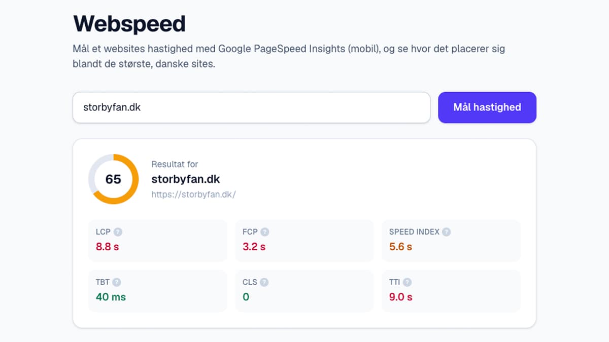 Screenshot af Webspeed